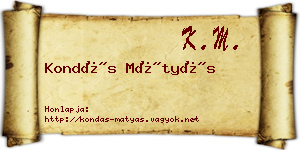 Kondás Mátyás névjegykártya