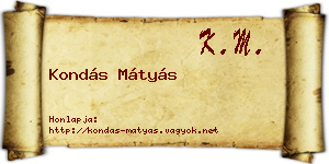 Kondás Mátyás névjegykártya